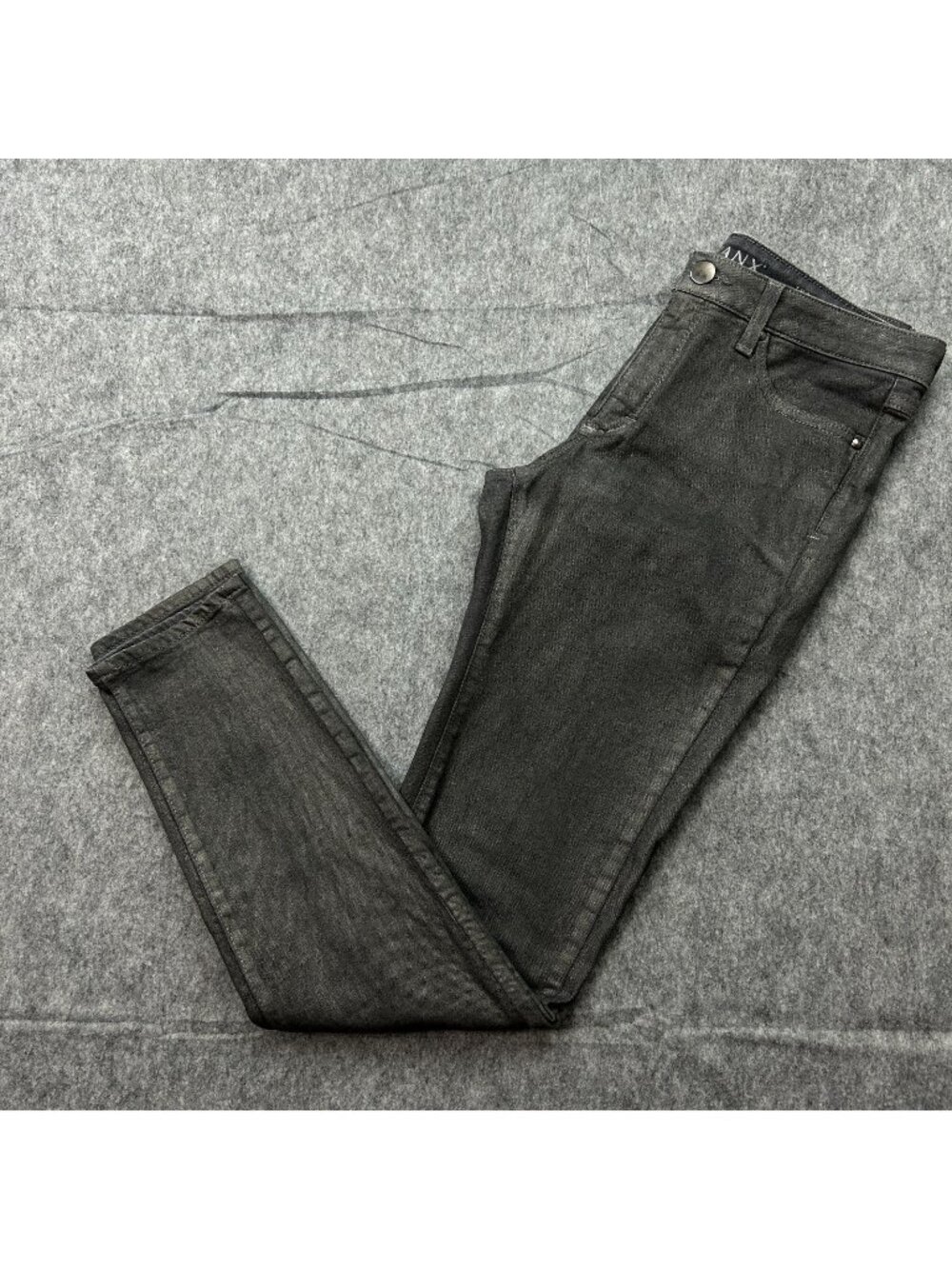 Spanx The Slim-X Skinny Jeans Women's Size 28 Mid Rise Gray Coated Denim